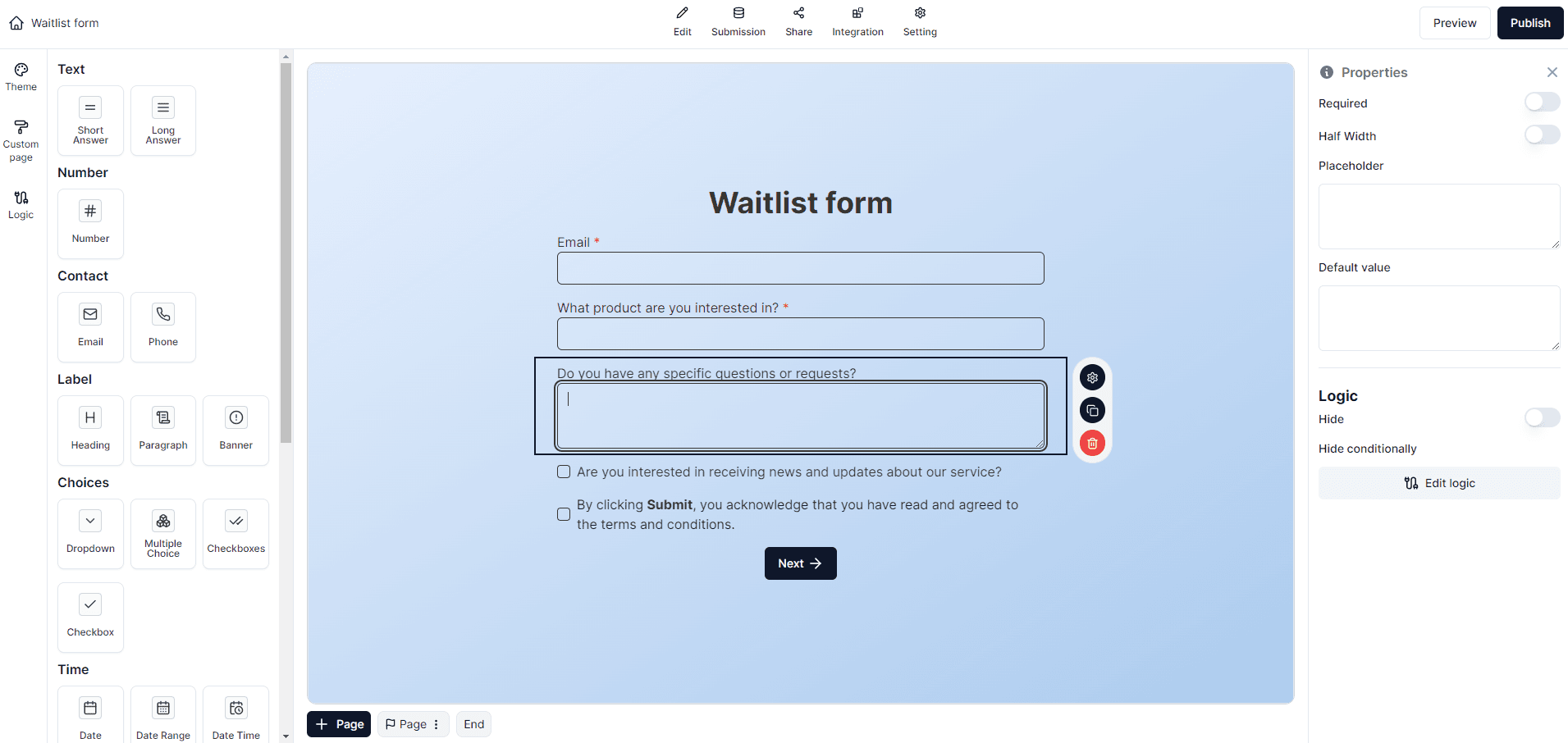 Halloform form editor