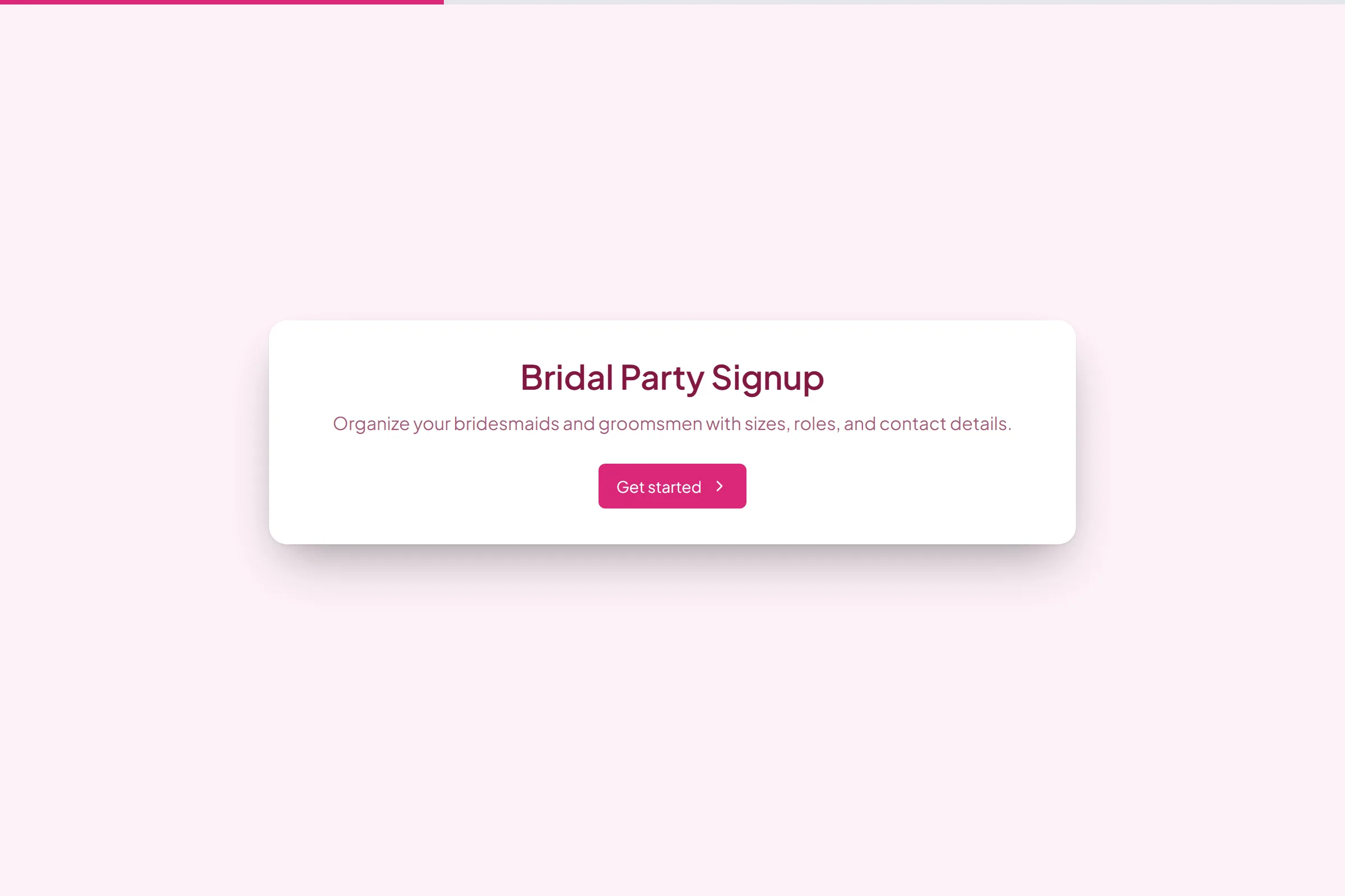 Bridal Party Signup preview