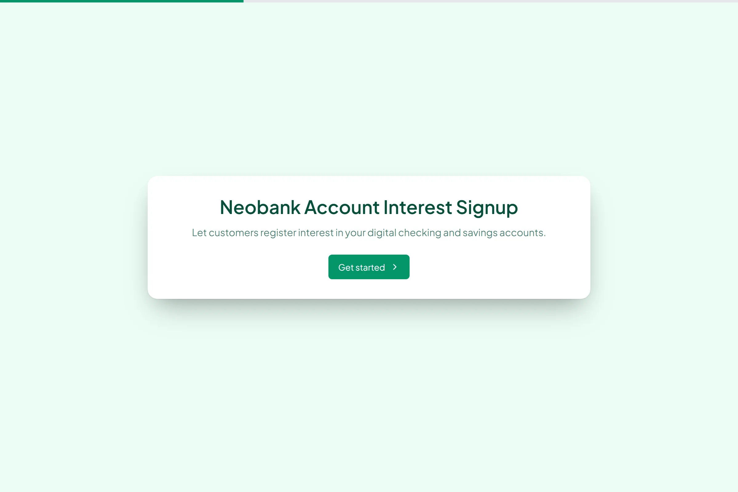 Neobank Account Interest Signup preview