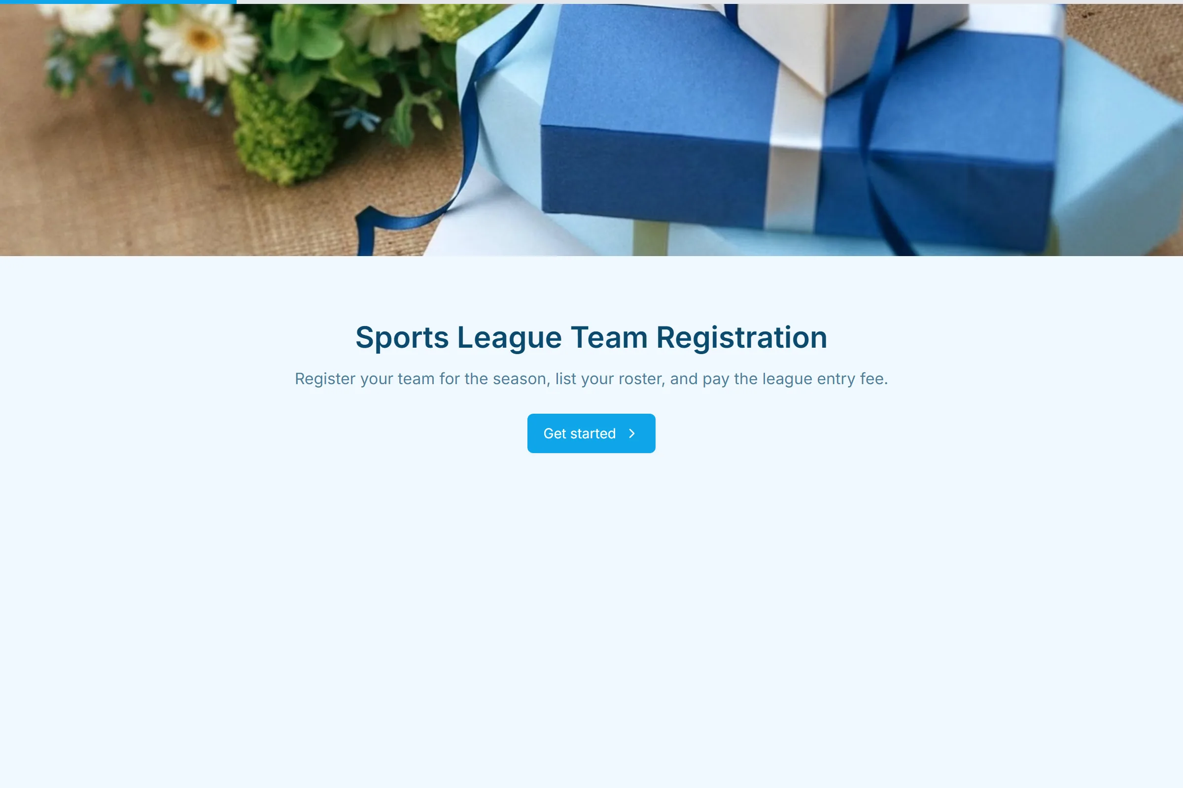 Sports League Team Registration preview