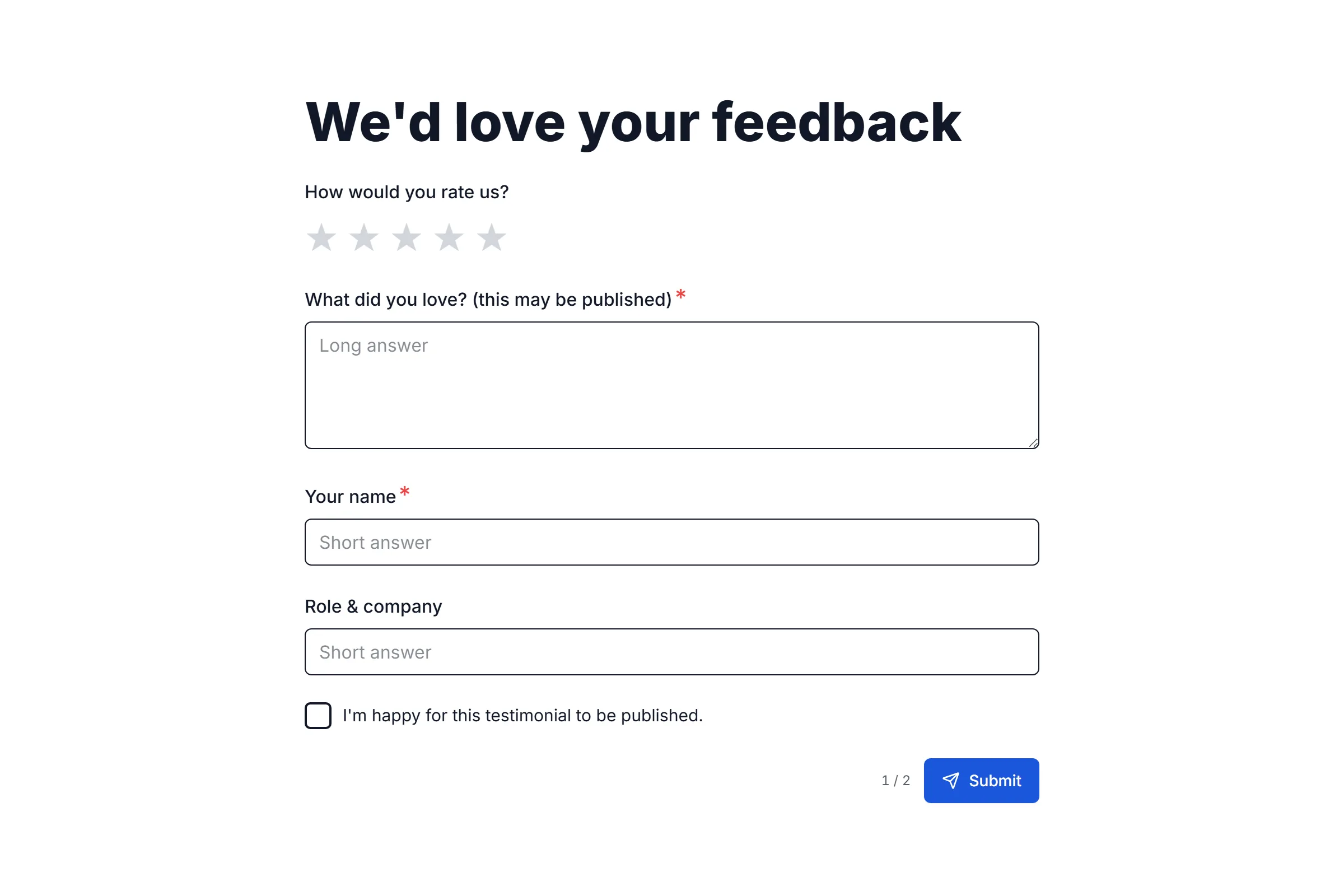 Testimonial Request preview